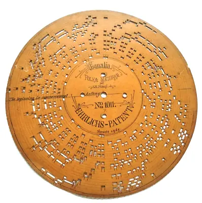 ORGAN Disc Ariston Organette Cardboard Disc Home Street Organ Spieldose #0004 • $79