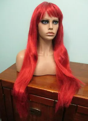 32  Red And Pink Mix Long MERMAID HAIR Style WIG With Bangs • $37.99