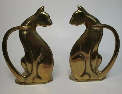 Omibus Vintage Brass Cat Bookends - MCM 1960s - Pair • $78