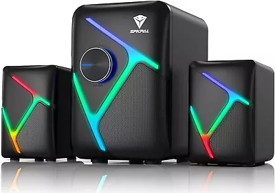 Computer Speakers Desktop Subwoofer Audio Music RGB PC Stereo USB Powered 2.1 • $44.90