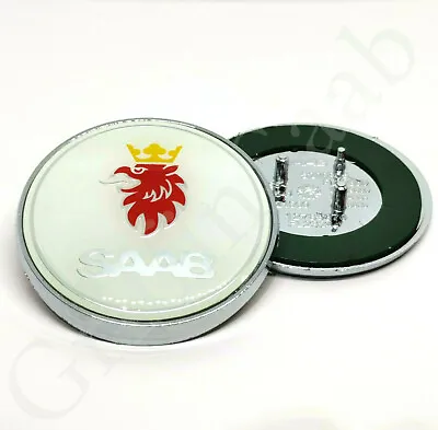 Saab Bonnet Hood Front Badge Emblem 93 95 9-3 9-5 Year 03-10 12844161 3Pin White • $18.99