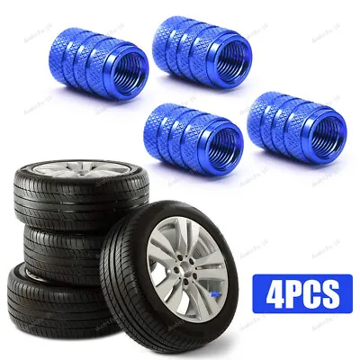 4x Blue Car Auto Tyre Rim Valve Wheel Stem Air Port Dust Caps Cover Accessories • $3.97