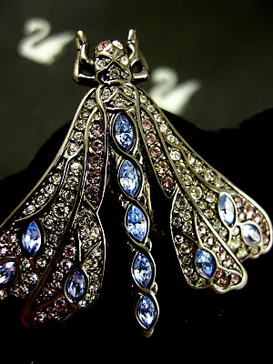 £150.68 • Buy Signed Swarovski Black Diamond Pave' Crystal Dragonfly  Pin~brooch Retired Nwt