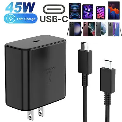 45w Type USB-C Super Fast Wall Charger 6FT Cable Fits Samsung Galaxy S20 S21 S22 • $3.18