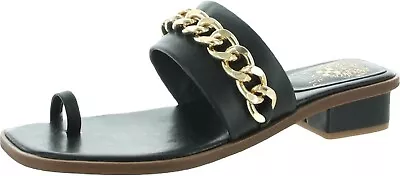 Womens Vince Camuto Yamell Black  Gold Chain Sandals Size 9 • $19.99