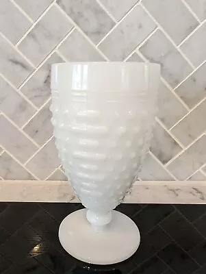 Vintage Anchor Hocking White Milk Glass Hobnail & Ladder Stem Goblet • $8.20