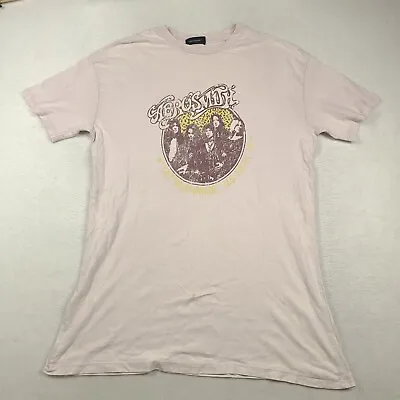 Aerosmith T Shirt Grey Pink Graphic Tee Size S Relaxed Boyfriend Tee Cotton On • $17