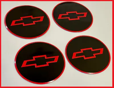 $19.94 • Buy 4pcs CHEVY Emblem Badge RALLY WHEEL CENTER HUB CAPS' LOGO STICKERS RED/BLACK