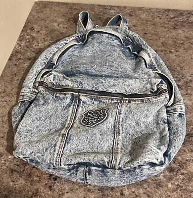 Vintage Denim Backpack Acid Wash 80s 90s Y2K Blue Jean Sport • $20