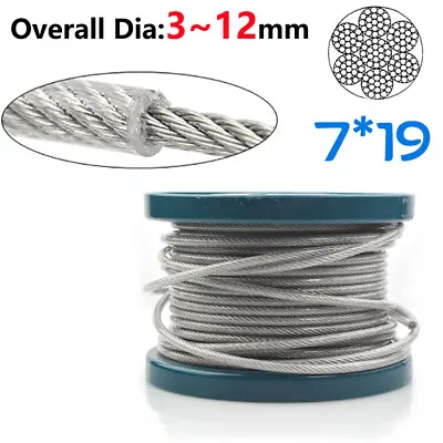 Clear PVC Coated Stainless Steel Wire Rope Cable 3mm 4mm 5mm 6mm 8mm 10mm 12mm • £1.52