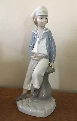 Lladro #4810 Boy With Yacht 9  Figurine Sailor Suit Sailboat Salvador Furio  • $73.69