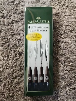 Faber - Castell 4 Pitt Artist Pens Black India Ink XS S F M • $10.99