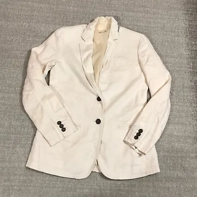 J Crew Blazer Womens 0 Two Button Jacket Beige Linen Sports Coat Casual • $41.33
