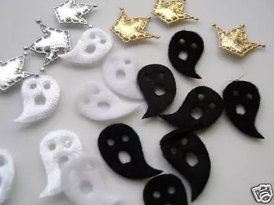 SALE~ 80 Mini Ghost & Crown Halloween Felt/Satin Applique/Craft/Sewing/Trim H134 • $7.99