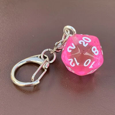 D20 Dice Keyring - Pink - Gem - Dice - Geek - Games Master - D&D. • £2.49