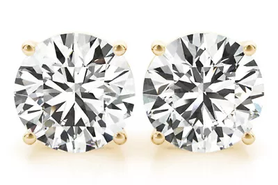 .89 Carat Round Cut Diamond Studs Earrings 14k Yellow Gold I VS2 GIA Certified # • $2250