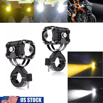 Pair LED Motorcycle ATV Headlight Hi/Lo Spot Light Driving Fog Lamp Yellow White • $19.95