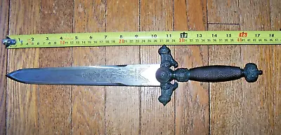 Vintage Toledo Spain Souvenir Engraved Decorative Sword Dagger Long Knife 17” • $40