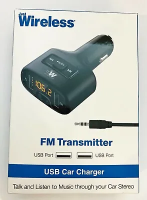 Just Wireless FM Transmitter & Dual Port Car Charger - Black (Open Box) • $9.89