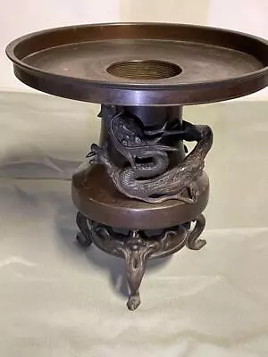 DRAGON Engraving USUBATA Bronze Vase 11.5 Inch Japanese Vintage Old Metal Art • £273.08