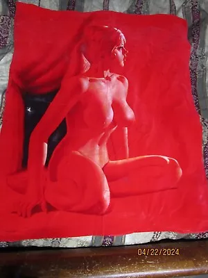 Signed Air Brush? Silk Screen? Nude Woman On Red Velvet 36X29 Inches Free Ship • $79.99