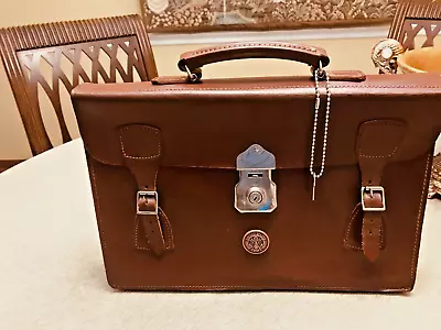 1940s U.S. ARMY Vintage  Brown  Leather Briefcase / Portfolio / Satchel -US Made • $245