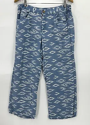 O'neill Pants Women's Wide Leg Boho Western Diamond Pattern High Rise Blue Sz M • $10.49