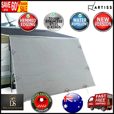 4.0M Caravan Privacy Screens 1.95m Roll Out Awning End Wall Side Sun Shade Grey • $56.84