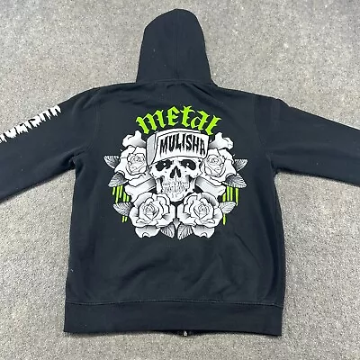 VINTAGE Metal Mulisha Sweater Mens L Full Zip Hoodie Sweatshirt Skull Roses Y2K • $49.95