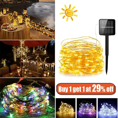 LED Solar String Lights Waterproof Copper Wire Fairy Christmas Garden Outdoor UK • £6.49