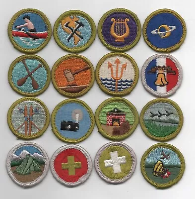 Lot Of 16 Merit Badges Type G Cloth Back (1961-71) • $39.99