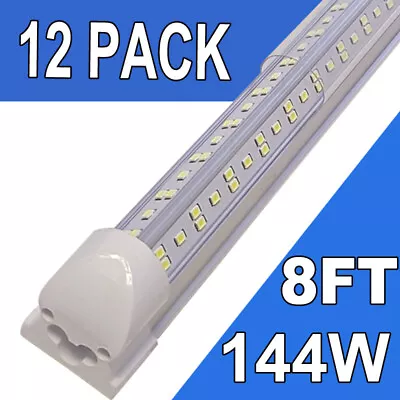 12 Pack 8ft Led Shop Light T8 Linkable Ceiling Fixture 144w Daylight 6500k Clear • $219.30