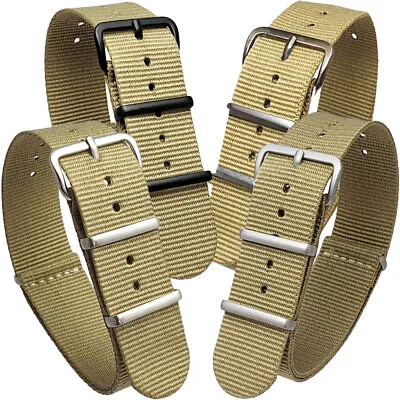 NATO G10 Army Military Nylon Watch Strap Band Khaki 16mm 18mm 20mm 22mm 24mm • £7.89