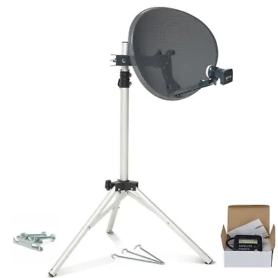 £59.99 • Buy 60cm Dish Quad LNB & Tripod + Satellite Finder Portable Camping Caravan For Sky