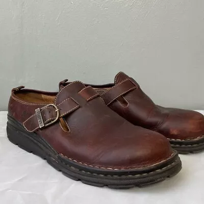 Born Shoes Mens Size 10.5 Brown Leather Slip On Buckle Loafers Chunky Y2K Hippie • $54.99