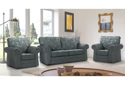 Classic Modern SILVER GREY Fabric 3 Seater 2 Seat Armchair Sofa Suite DAVINA 32 • £349