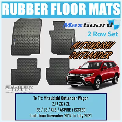 Rubber Floor Mats For Mitsubishi Outlander (2-Rows) ZJ/ZK/ZL: 11/2012 To 07/2021 • $88.88