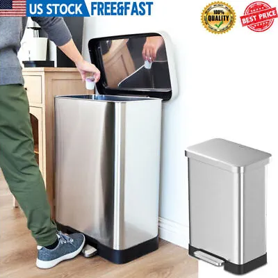 20 Gallon Trash Can Stainless Steel Step On Kitchen Bathroom Garbage Bin Indoor • $60.90