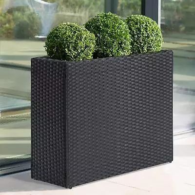 Rectangular Rattan Tall Large Plant Pot Flower Outdoor Garden Through Planters • £49.99