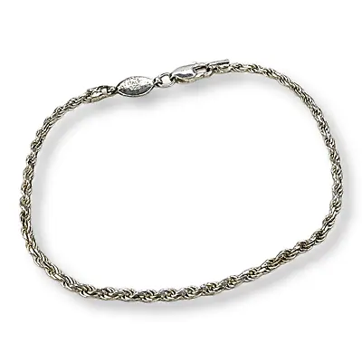 Vintage Italy Sterling Silver 925 Twisted Rope Chain Bracelet 8 Inches 4.3 Grams • $47.95