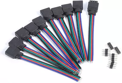 10Pcs 4Pin Male + Female Connector Wire Cable For 3528 5050 SMD LED Strip Light • $14.70