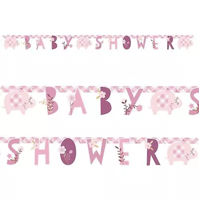 BABY SHOWER LETTER BANNER BUNTING  HANGING PARTY DECORATION Pink - FAST DISPATCH • £3.29