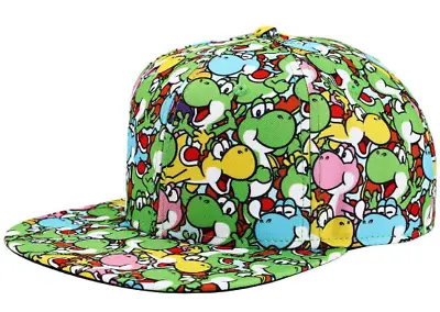 Super Mario Bros. Yoshi Youth AOP Flat Bill Snapback Hat • $19.99