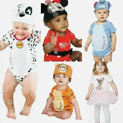 £7.99 • Buy Official Disney Character Baby Babies Girls Boys Jersey Bodysuit + Hat Christmas