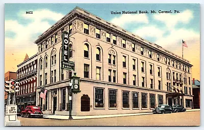 Mt. Carmel PA Union National Bank Building Hotel Antique Vintage Post Card • $5.99