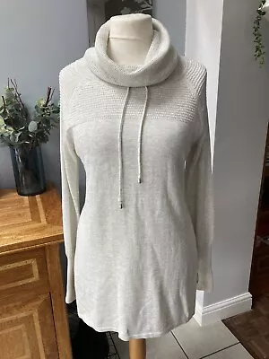 Artisan NY Light Grey Oatmeal Roll Neck Long Jumper Medium • £15