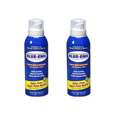 $58 • Buy Blue-Emu Maximum Strength Back Relief Spray 4 Oz Lot X 2 Bottle 