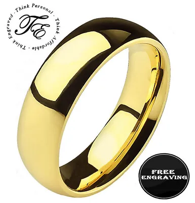Personalized Engraved Men's Gold Titanium Wedding Ring Band • $20.50