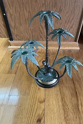 Vintage Brass Monkey Palm Tree 5 Part Candle Holder 14 X 5  • $33.99