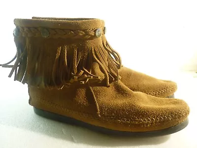 Minnie Tonka Women Shoes Tan Booties Wedge Size 8.5 SKU 12702 • $18.75